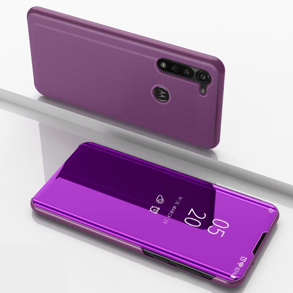 Generic - Coque en TPU + PU fenêtre d'affichage unique de la peau miroir violet pour votre Motorola Moto G8 Power - Coque, étui smartphone