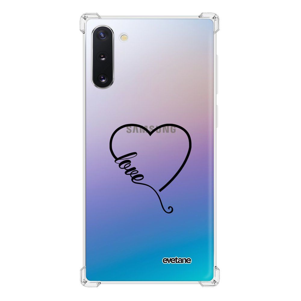 Evetane - Coque Samsung Galaxy Note 10 anti-choc souple avec angles renforcés transparente Coeur love Evetane - Coque, étui smartphone