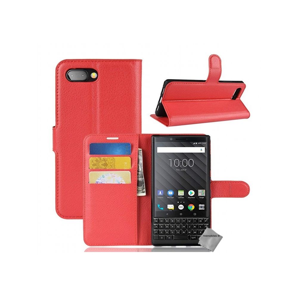 Htdmobiles - Housse etui coque pochette portefeuille pour Blackberry Key2 + film ecran - ROUGE - Autres accessoires smartphone