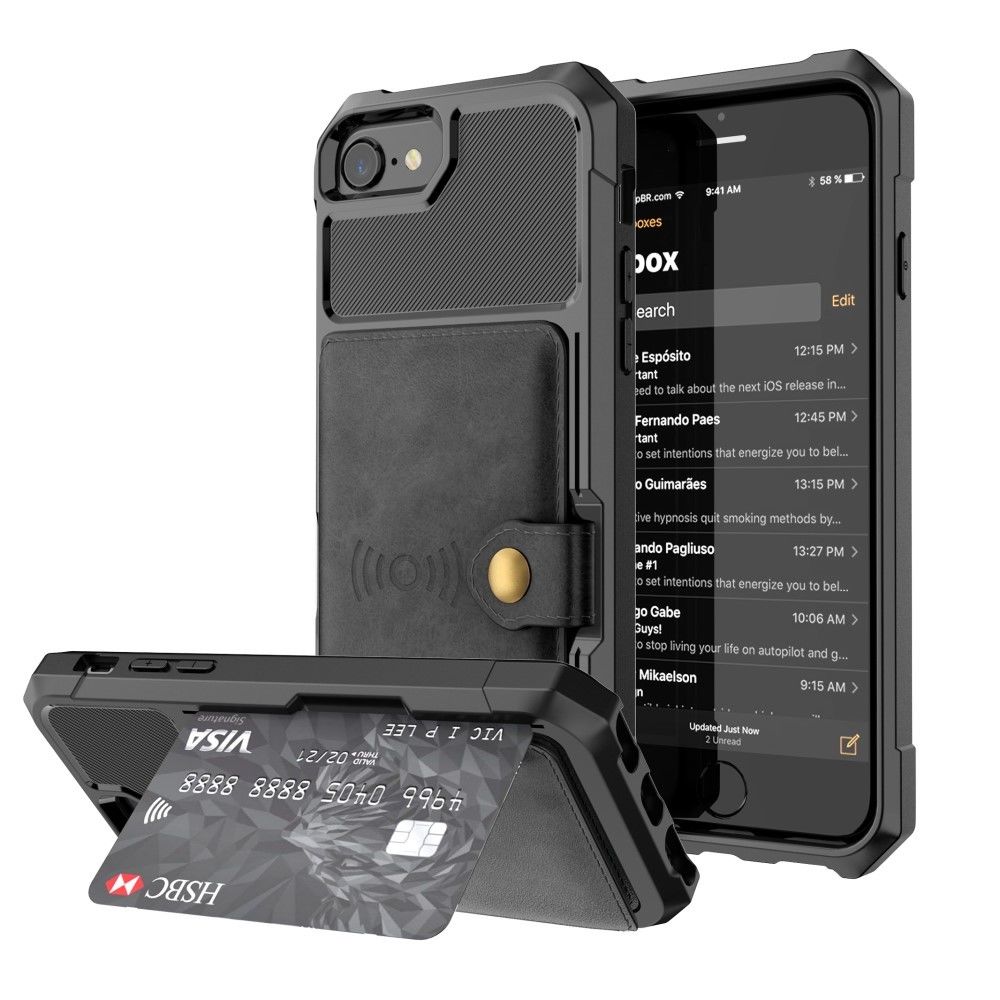 marque generique - Etui en PU revêtu d'une feuille intégrée noir pour votre Apple iPhone 8/7/6s/6 4.7 inch - Autres accessoires smartphone