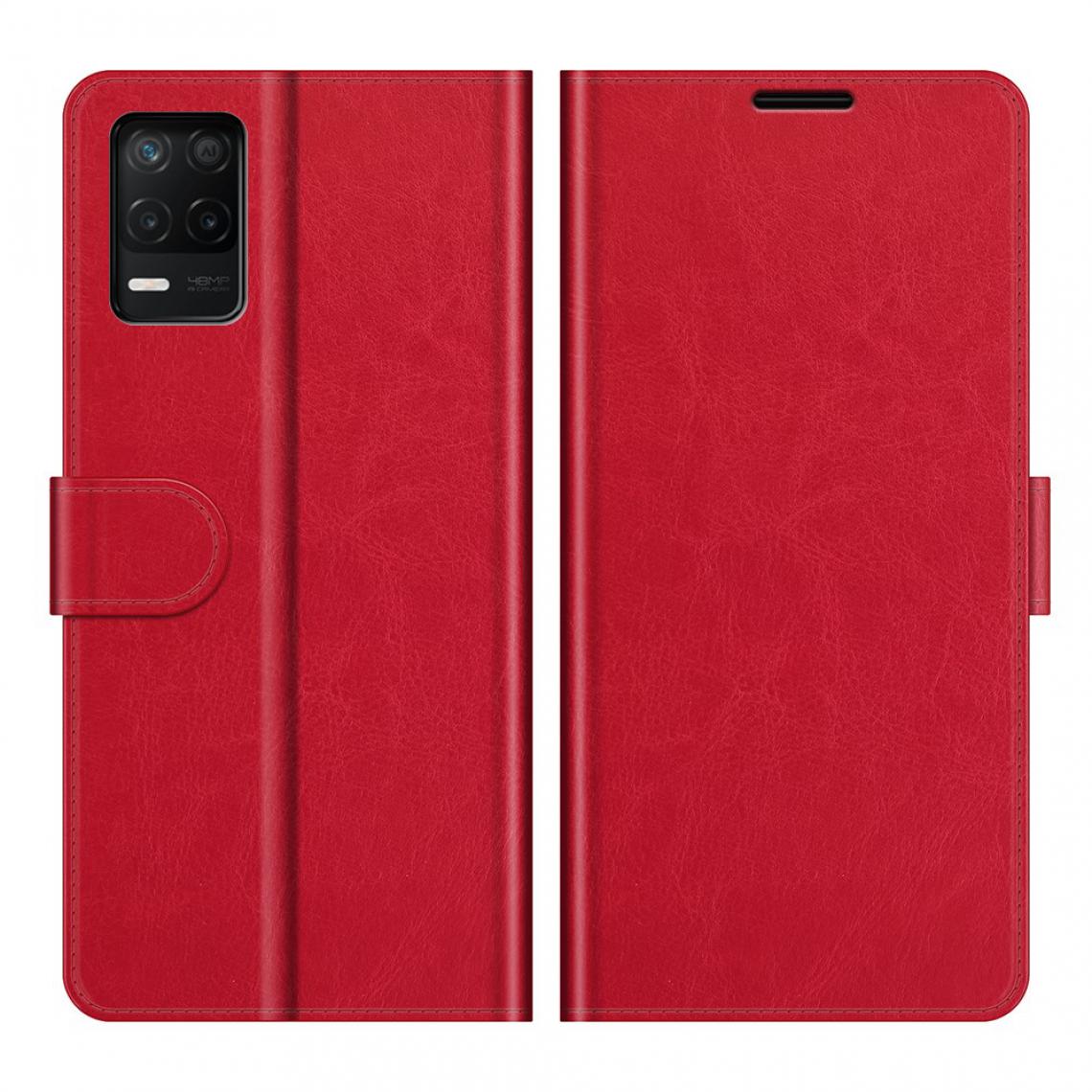 Other - Etui en PU Texture de cheval fou de style rétro avec support rouge pour votre Realme 8 5G - Coque, étui smartphone
