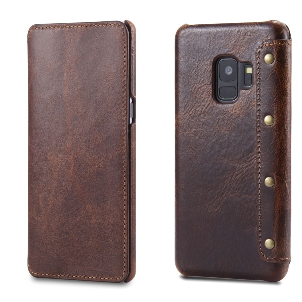 Wewoo - Coque Pour Galaxy S9 Denior Oil Wax Cuir de vachette Étui en à rabat horizontal simple avec fentes cartes et portefeuille marron - Coque, étui smartphone