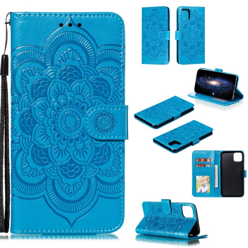 marque generique - Etui en PU motif de fleurs de mandala du soleil bleu pour votre Apple iPhone XS Max 6.5 pouces (2019) - Coque, étui smartphone
