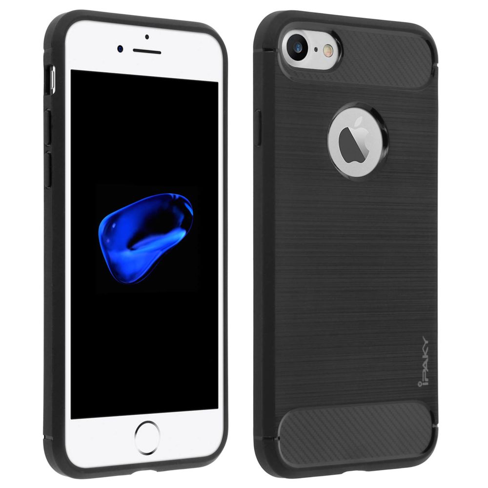 Avizar - Coque iPhone 7/8 Protection Silicone gel Souple Finition carbone - Noir - Coque, étui smartphone