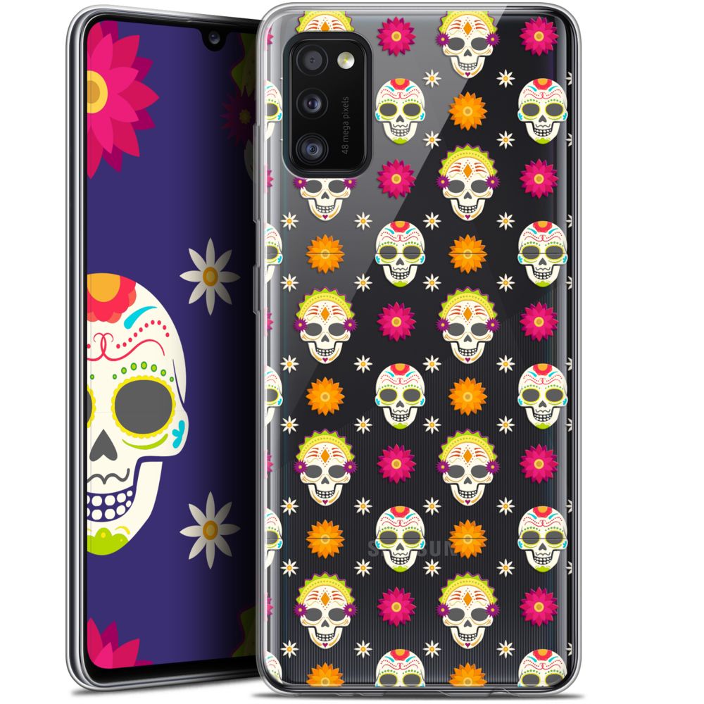 Caseink - Coque Pour Samsung Galaxy A41 (6.1 ) [Gel HD Collection Halloween Design Skull Halloween - Souple - Ultra Fin - Imprimé en France] - Coque, étui smartphone