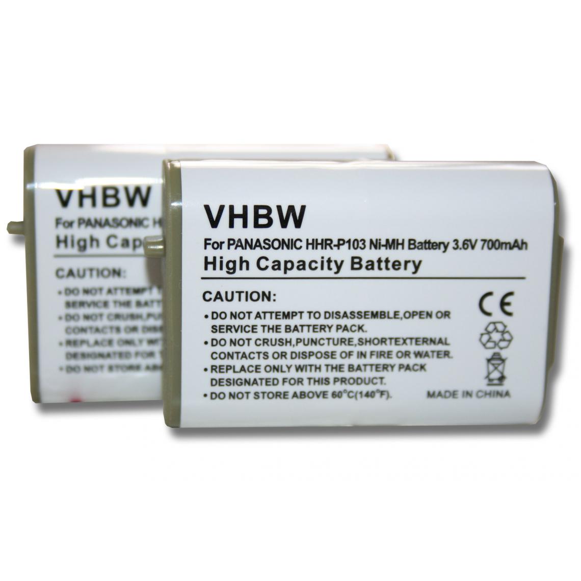 Vhbw - vhbw 2x Batteries compatible avec V-Tech I5808, I5858, I5871, IP5825, IP5850, IP8100, IP811 téléphone fixe sans fil (700mAh, 3,6V, NiMH) - Batterie téléphone