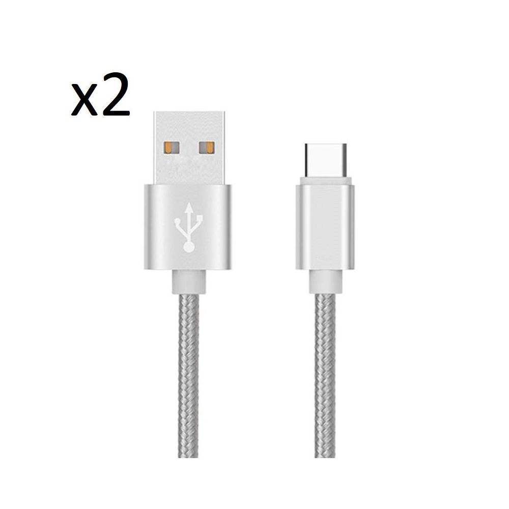 Shot - Pack de 2 Cables Metal Nylon Type C pour XIAOMI Mi Pad 4 Smartphone Android Chargeur Connecteur - Chargeur secteur téléphone