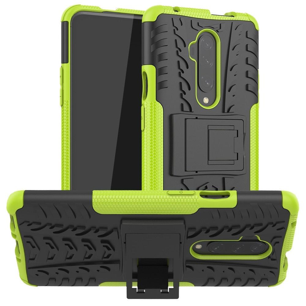 Wewoo - Coque Rigide Pour OnePlus 7T Pro Texture TPU + PC Case antichoc avec support vert - Coque, étui smartphone