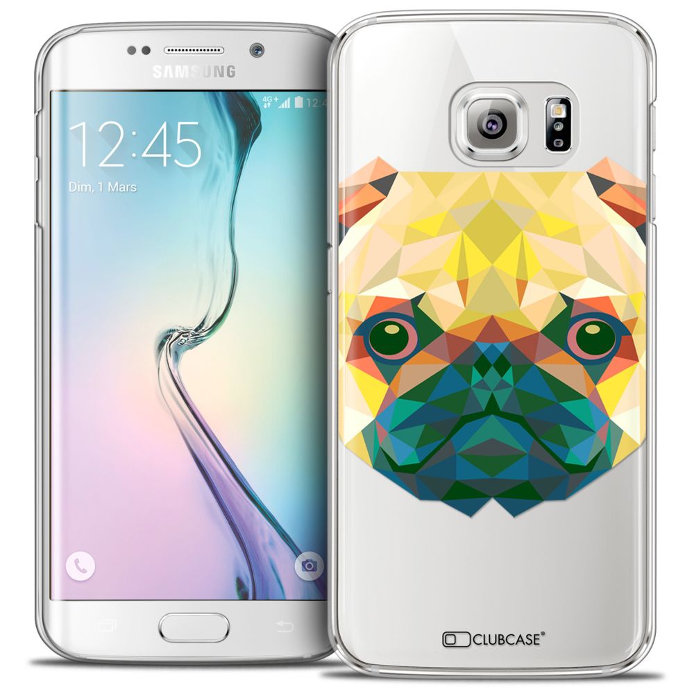 Caseink - Coque Housse Etui Galaxy S6 Edge [Crystal HD Polygon Series Animal - Rigide - Ultra Fin - Imprimé en France] - Chien - Coque, étui smartphone