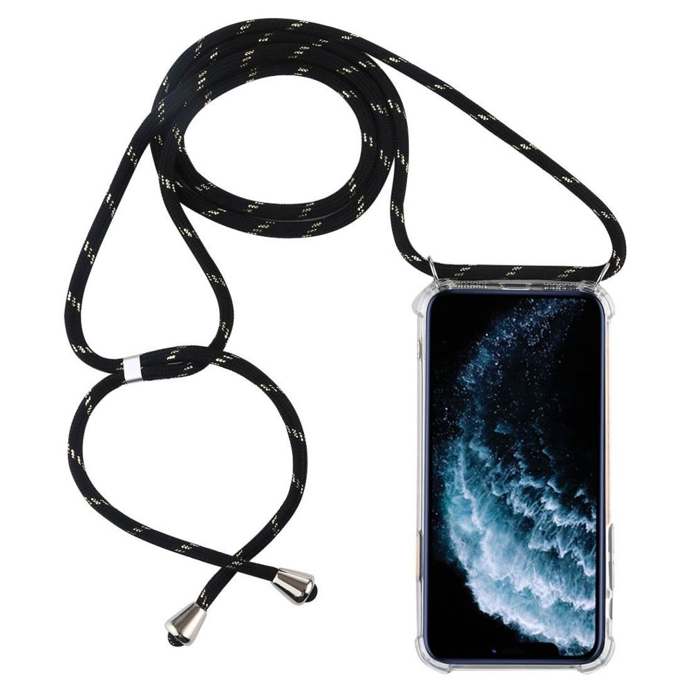 Wewoo - Coque Souple pour téléphone portable TPU Trasparent à quatre coins et anti-chute avec cordon iPhone 11 Pro or noir - Coque, étui smartphone