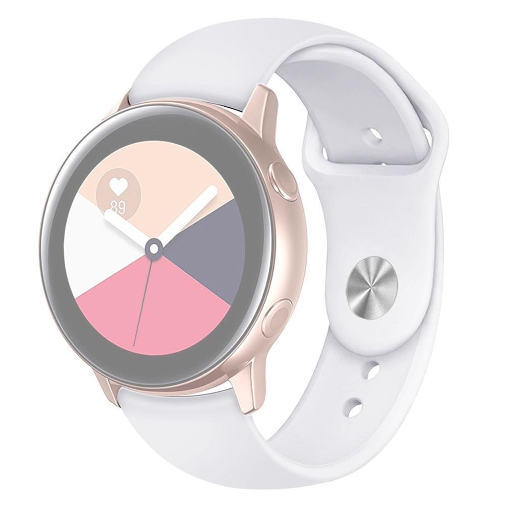 Wewoo - Bracelet pour montre connectée Galaxy Watch Active 2 Smart couleur unie de poignet en siliconeTaille L Blanc - Bracelet connecté