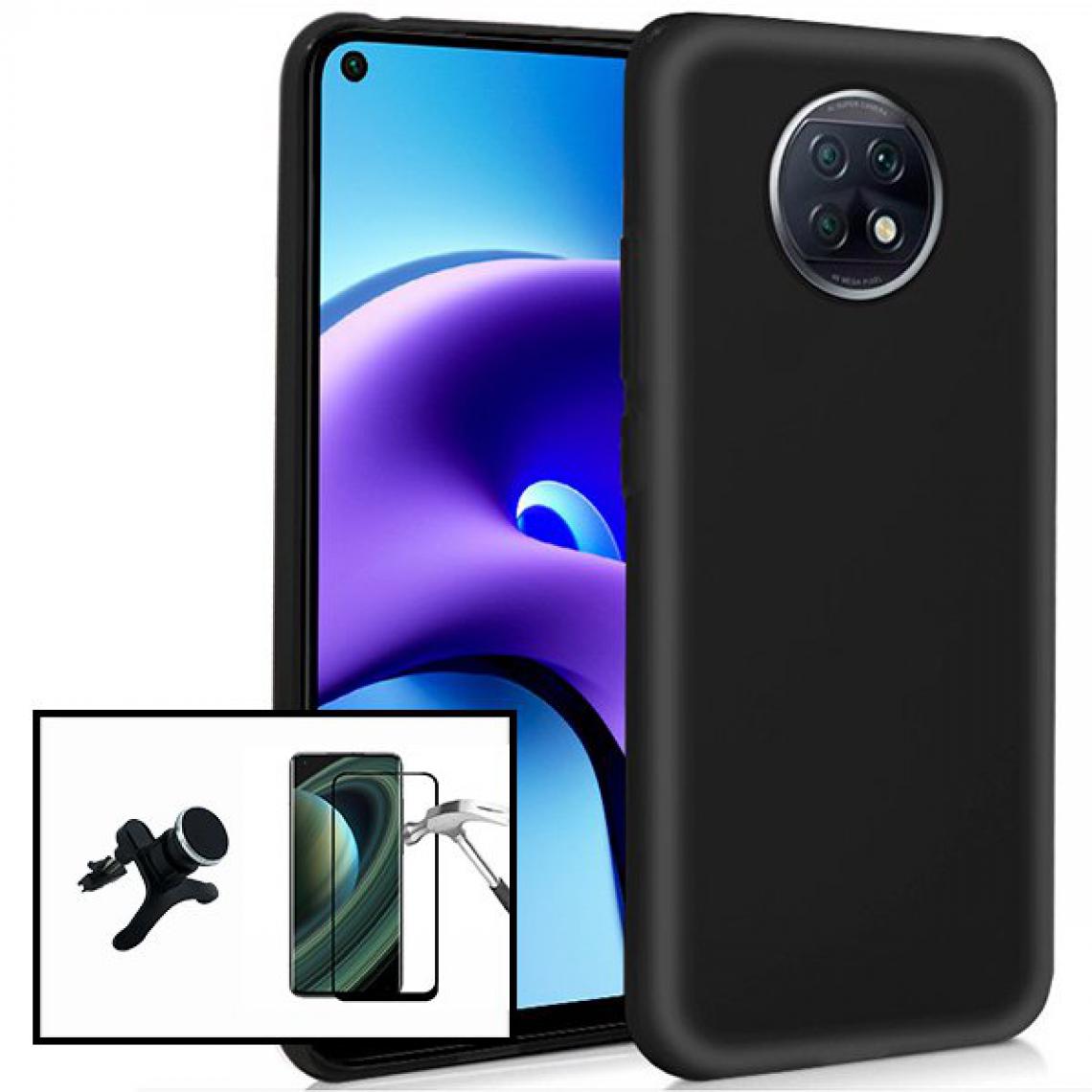 Phonecare - Kit Verre Trempé 5D Full Cover + Coque Silicone Liquide + Support de Voiture Magnétique Renforcé - Xiaomi Redmi Note 9T - Noir - Coque, étui smartphone