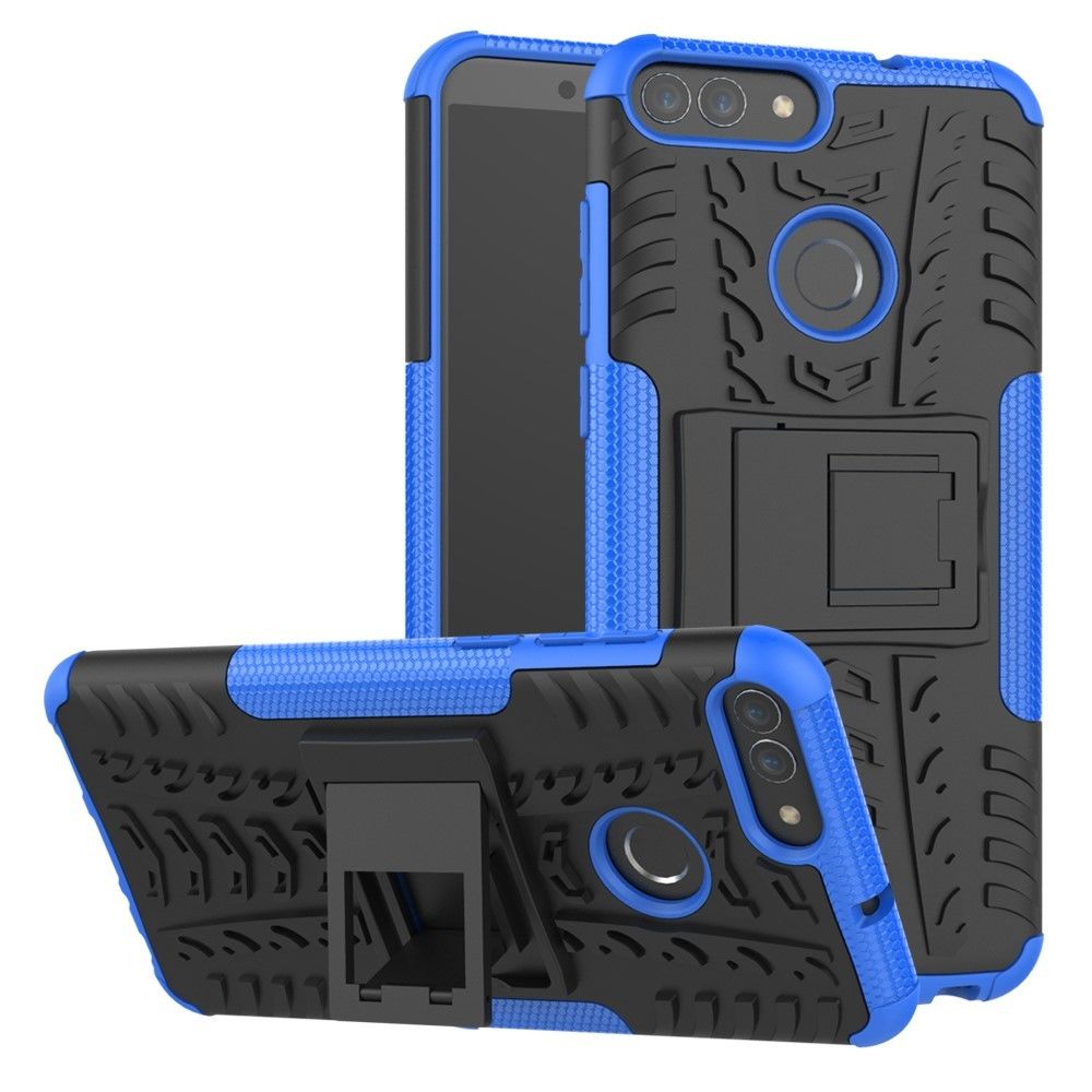 marque generique - Coque en silicone hybride anti-dérapant bleu pour votre Huawei P Smart/Enjoy 7S - Autres accessoires smartphone