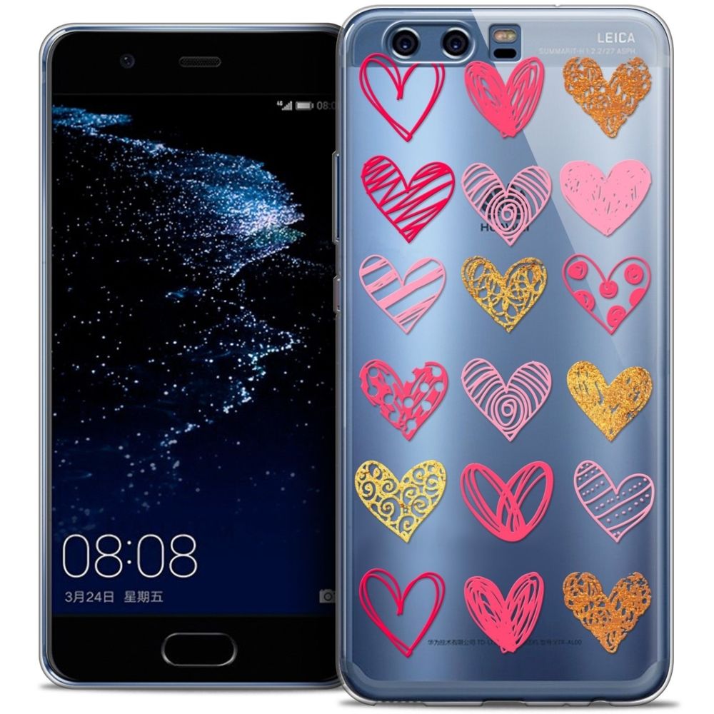 Caseink - Coque Housse Etui Huawei P10 [Crystal Gel HD Collection Sweetie Design Doodling Hearts - Souple - Ultra Fin - Imprimé en France] - Coque, étui smartphone