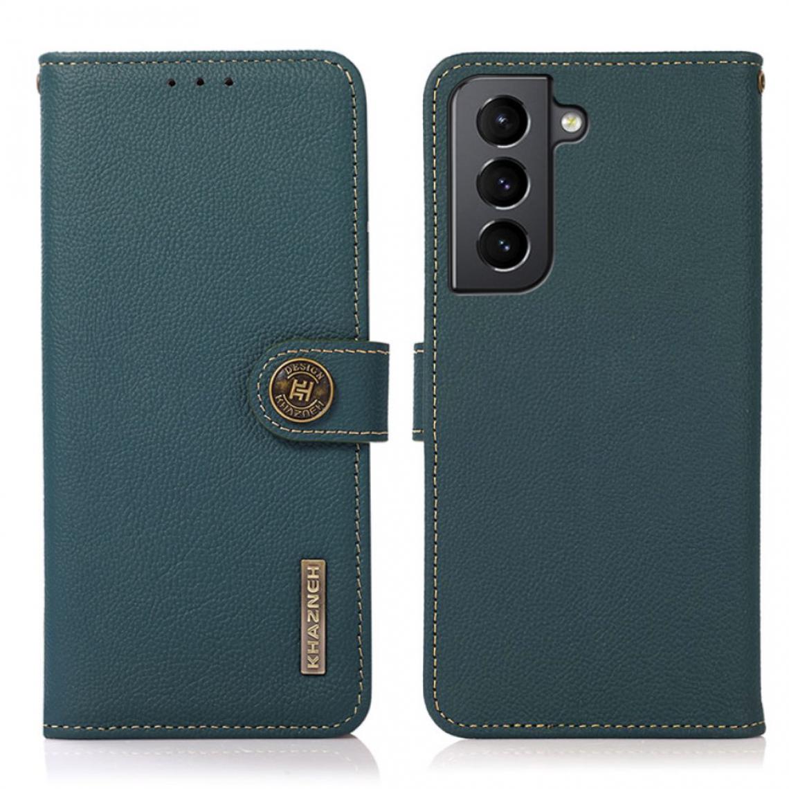 Other - Etui en cuir véritable Couverture de conception de balayage antivol RFID vert pour votre Samsung Galaxy S21+ 5G - Coque, étui smartphone