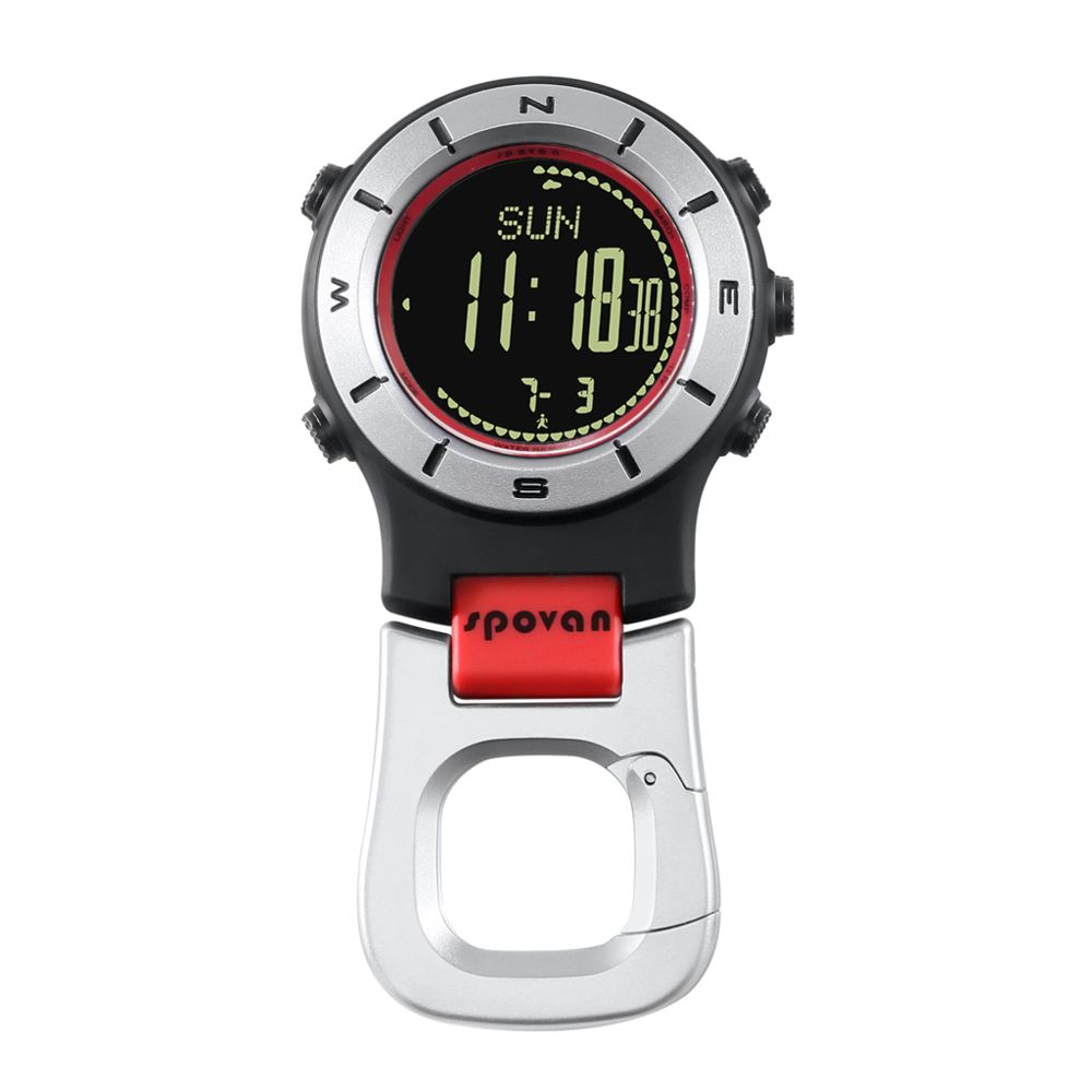 marque generique - Spovan Altimeter Barometer Compass LED Montre de poche numérique Rouge Noire - Montre connectée