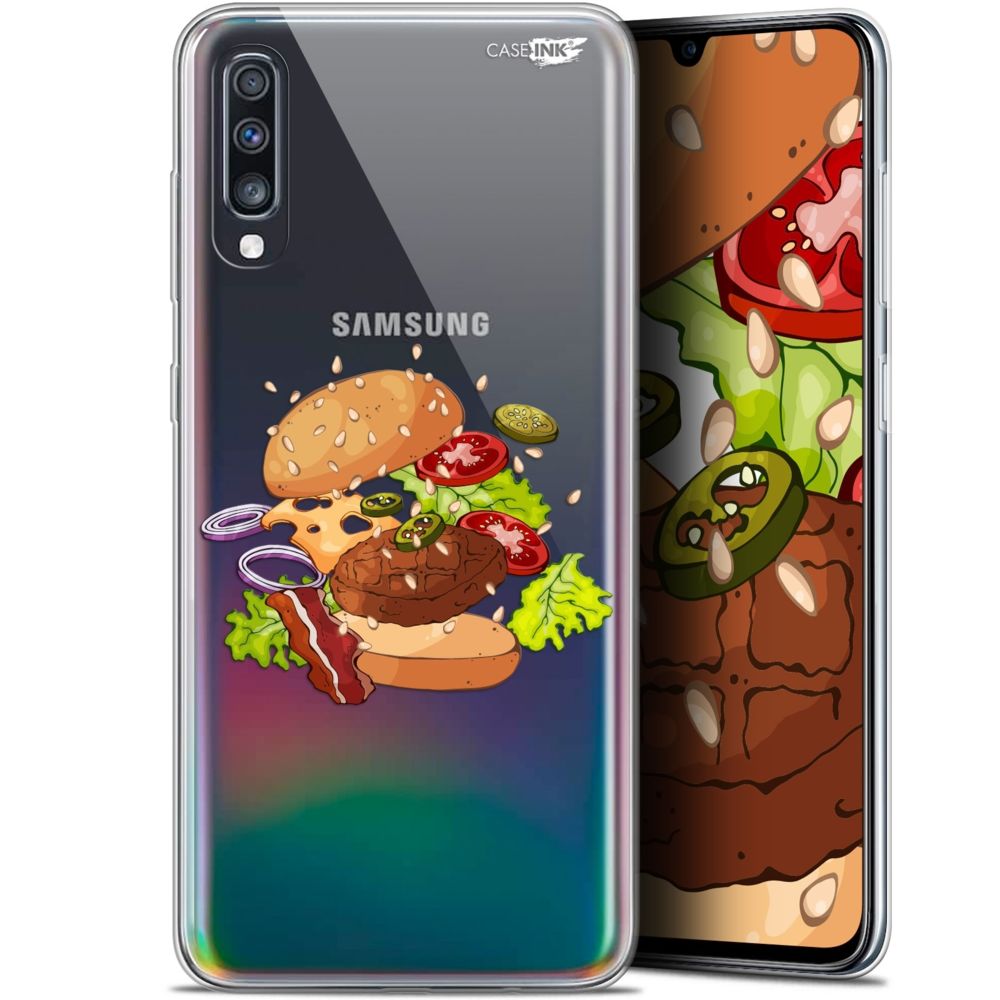 Caseink - Coque arrière Samsung Galaxy A70 (6.7 ) Gel HD [ Nouvelle Collection - Souple - Antichoc - Imprimé en France] Splash Burger - Coque, étui smartphone