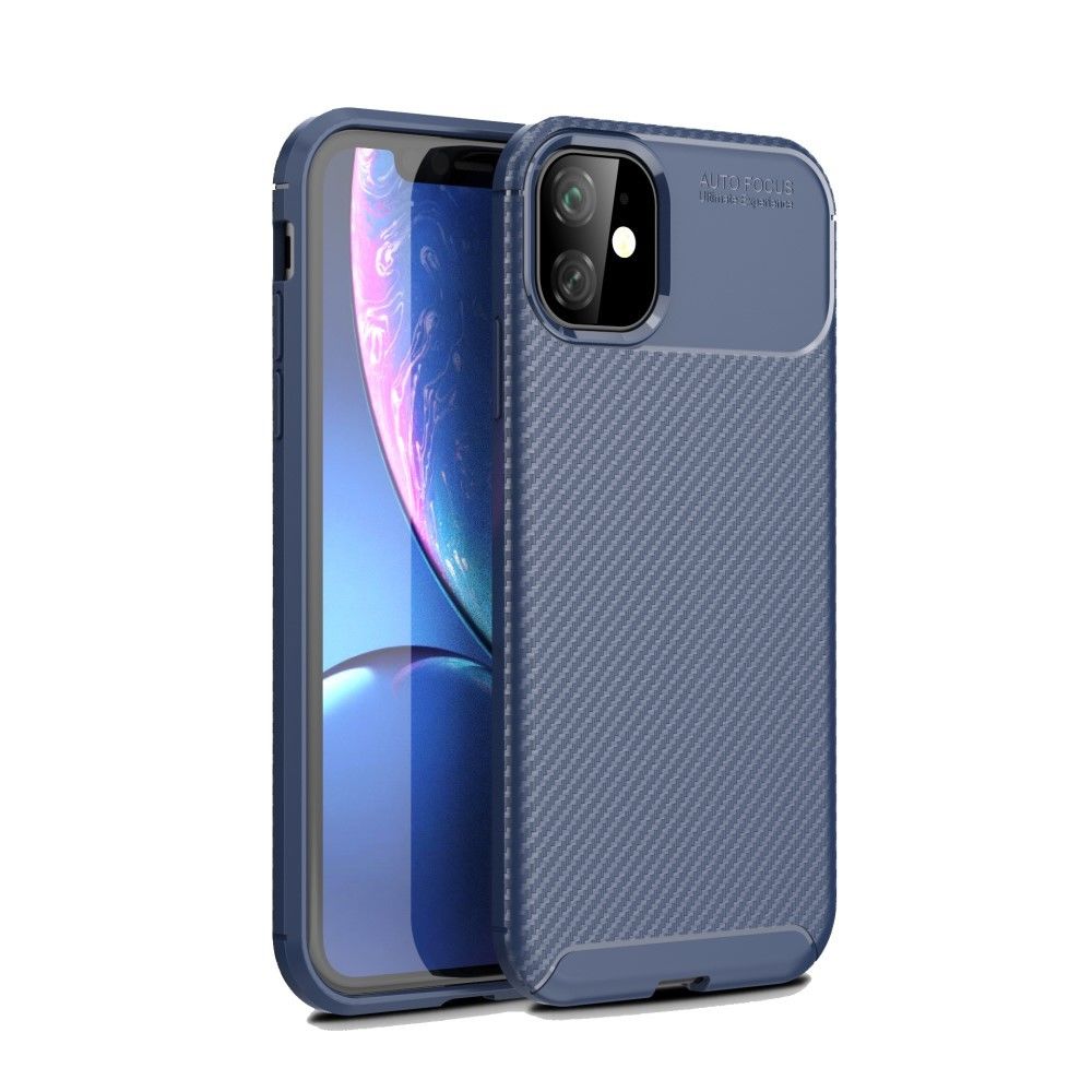marque generique - Coque en TPU fibre de carbone anti-chute bleu pour votre Apple iPhone 6.1 pouces (2019) - Coque, étui smartphone