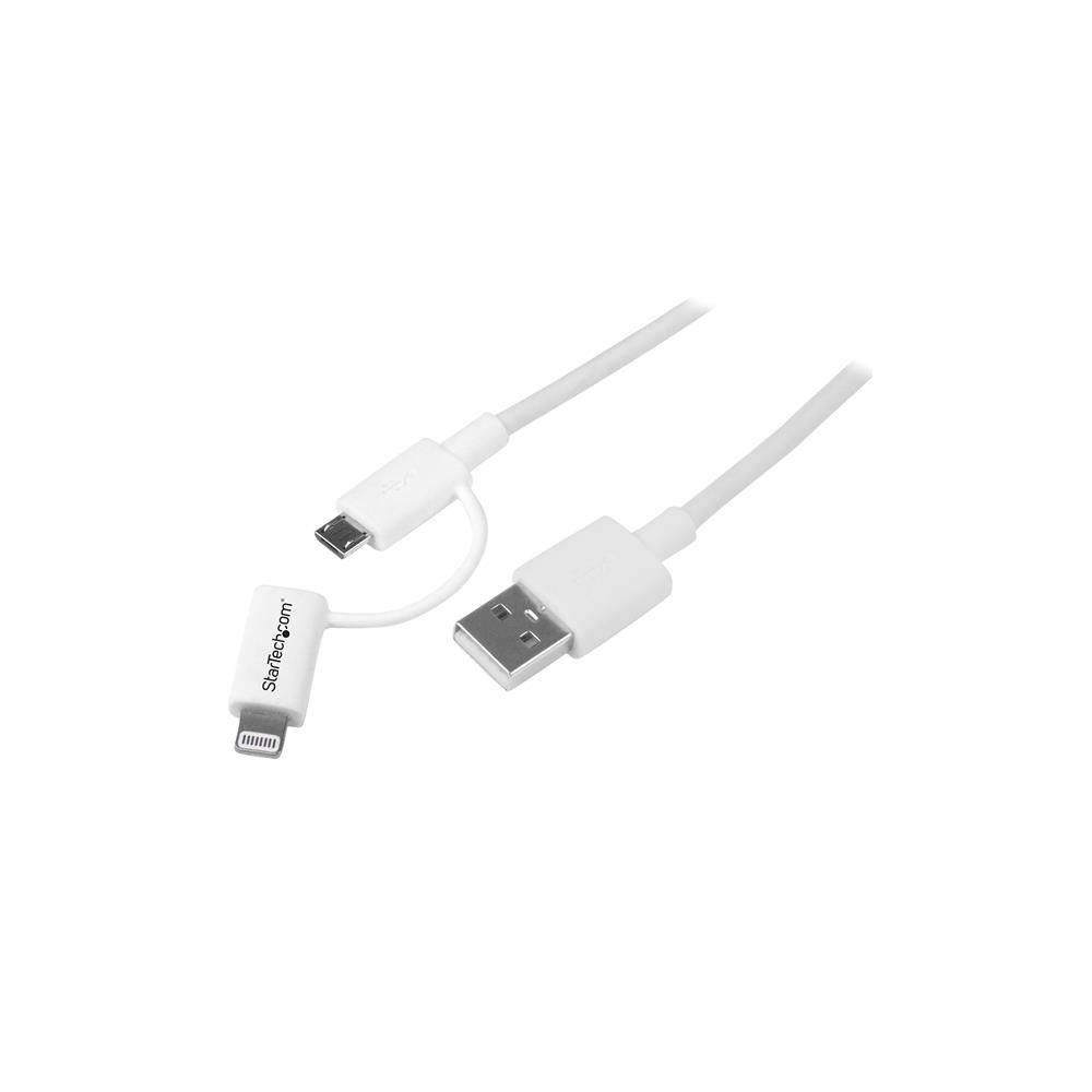 Startech - StarTech.com Câble Lightning 8 broches ou Micro USB vers USB de 1 m - Cordon de charge / synchronisation - Blanc - Autres accessoires smartphone