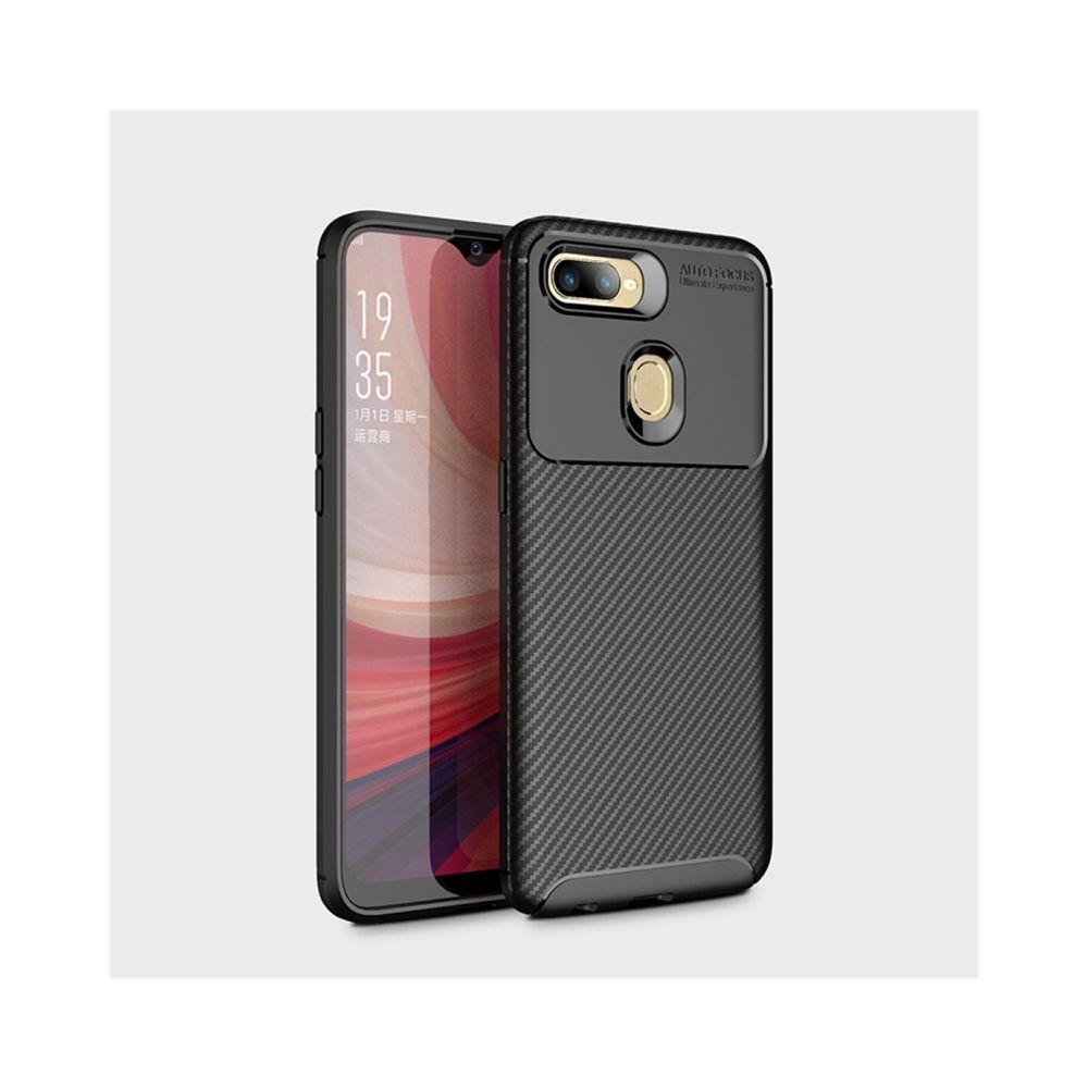 Wewoo - Coque TPF antichoc Texture fibre de carbone pour OPPO A7 (Noir) - Coque, étui smartphone