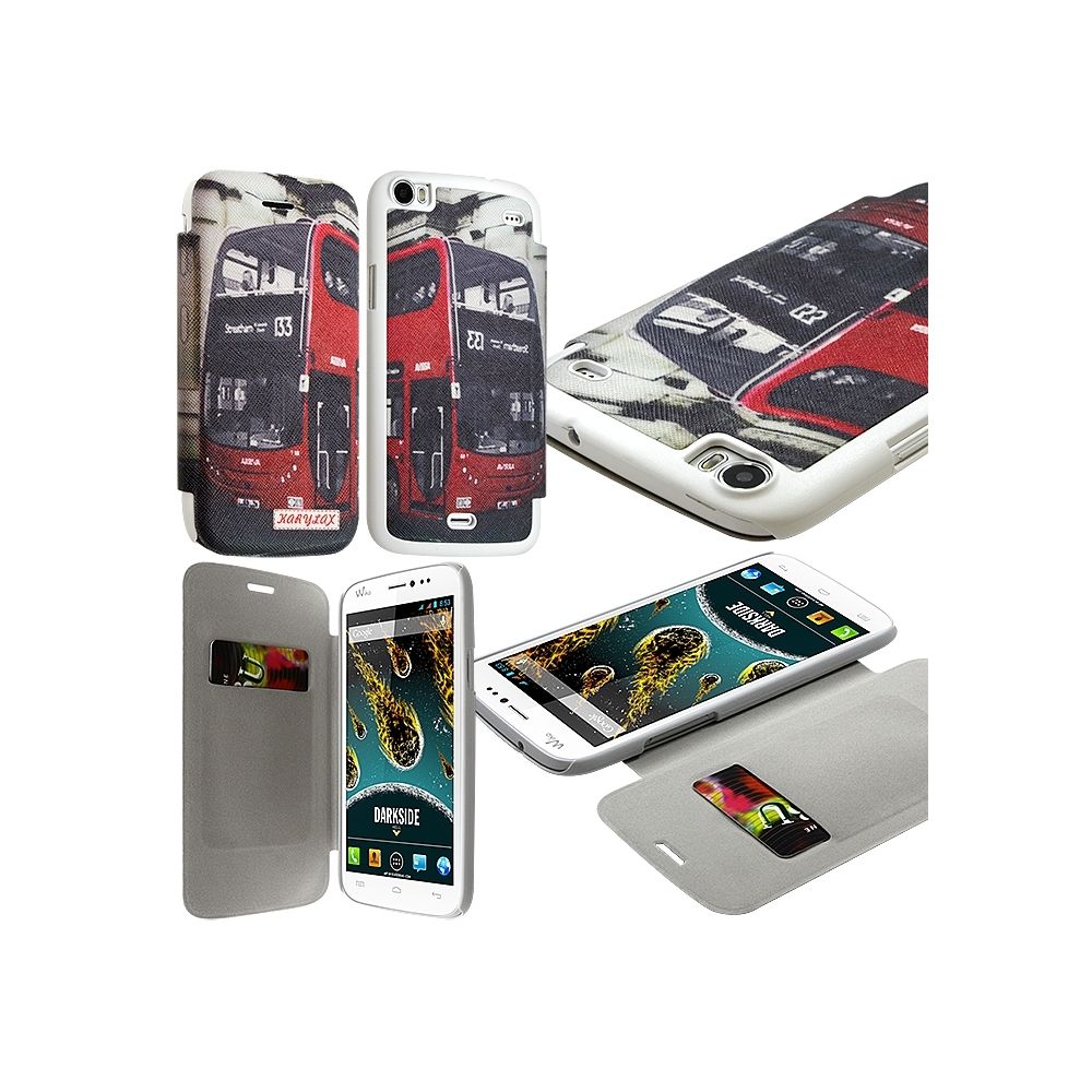Karylax - Coque Housse Etui à rabat latéral et porte-carte pour Wiko Darkside avec motif KJ01 + Film de Protection - Autres accessoires smartphone