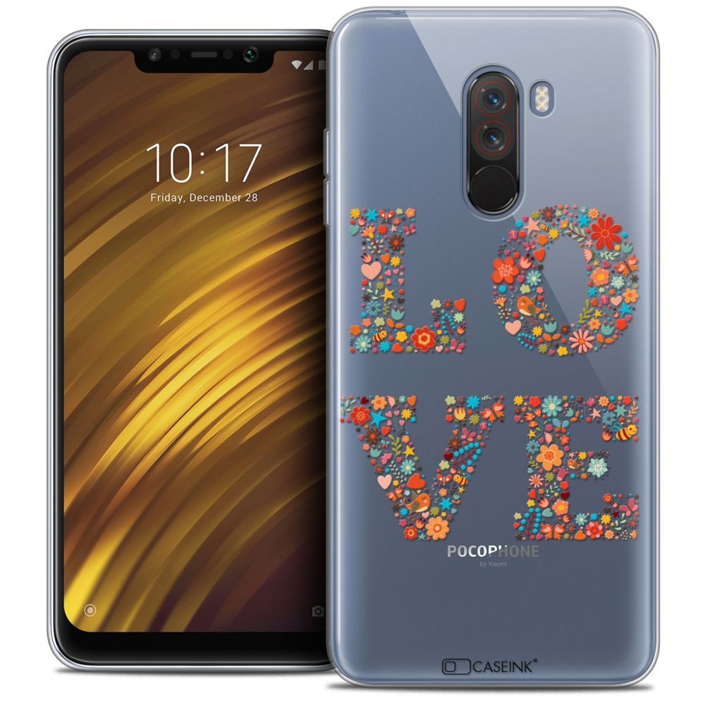 Caseink - Coque Housse Etui Xiaomi Pocophone F1 (6.18 ) [Crystal Gel HD Collection Summer Design Love Flowers - Souple - Ultra Fin - Imprimé en France] - Coque, étui smartphone