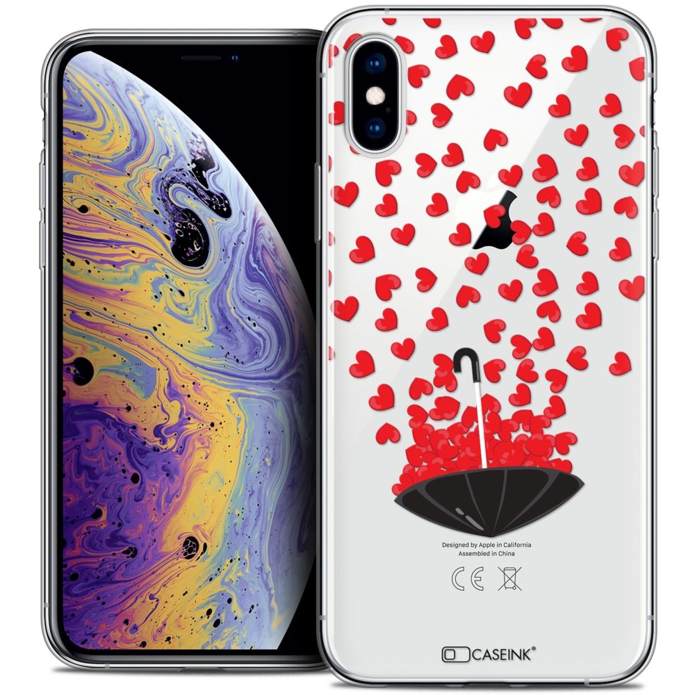 Caseink - Coque Housse Etui Apple iPhone Xs Max (6.5 ) [Crystal Gel HD Collection Love Saint Valentin Design Parapluie d'Amour - Souple - Ultra Fin - Imprimé en France] - Coque, étui smartphone