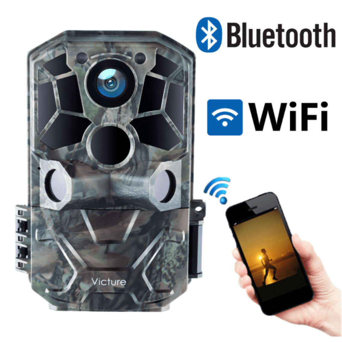 Victure - Victure Caméra de Surveillance WiFi 4K 30MP HC52001, Contrôle D'application Bluetooth, Version Nocturne de Caméra de jeu de Chasse avec 40 LED IR Pour La Surveillance de la Faune - Caméra de surveillance connectée