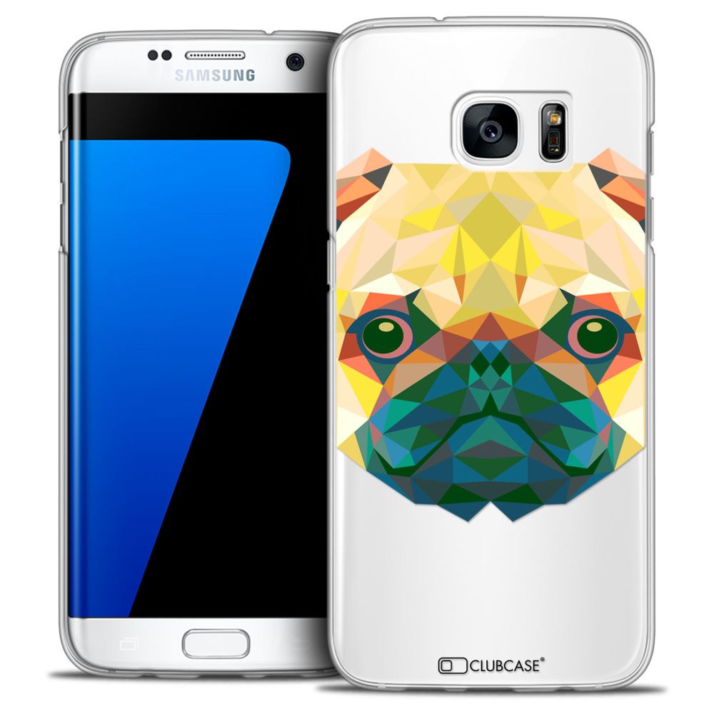 Caseink - Coque Housse Etui Galaxy S7 Edge [Crystal HD Polygon Series Animal - Rigide - Ultra Fin - Imprimé en France] - Chien - Coque, étui smartphone
