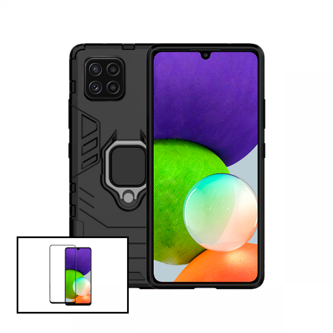 Phonecare - Kit de Film de Verre Trempé 5D à Couverture Complète + Coque Protection Militaire Anti-impact pour Samsung Galaxy A22 - Coque, étui smartphone