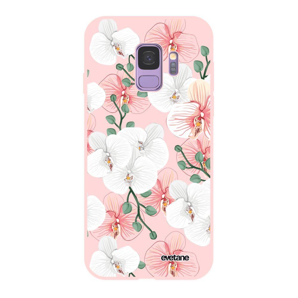 Evetane - Coque Samsung Galaxy S9 Silicone Liquide Douce rose Orchidées Evetane. - Coque, étui smartphone