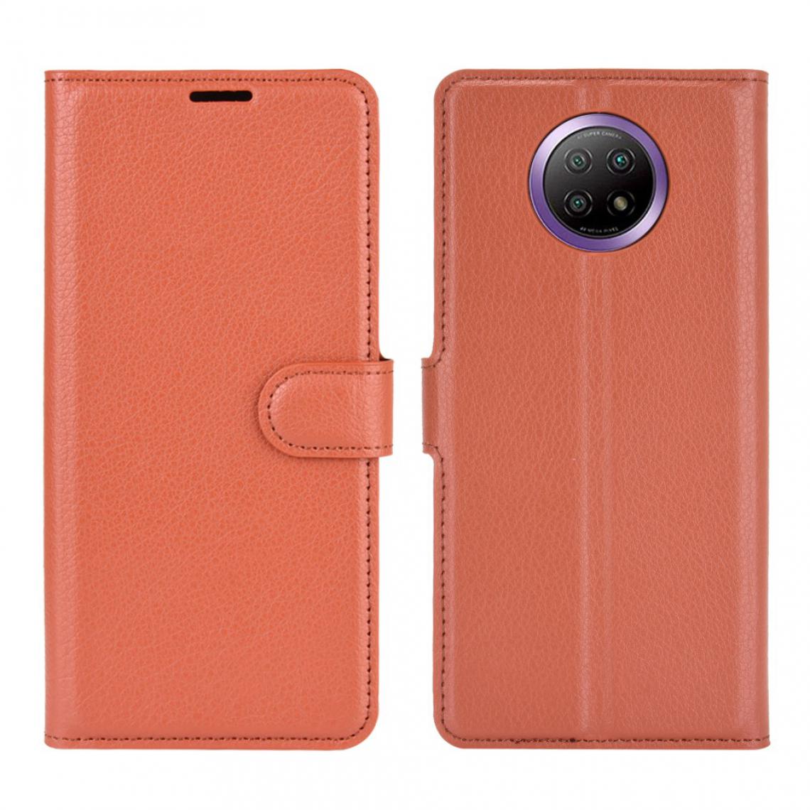 Other - Etui en PU Conception Flip Litchi Texture avec support marron pour votre Xiaomi Redmi Note 9 5G/Note 9T 5G - Coque, étui smartphone
