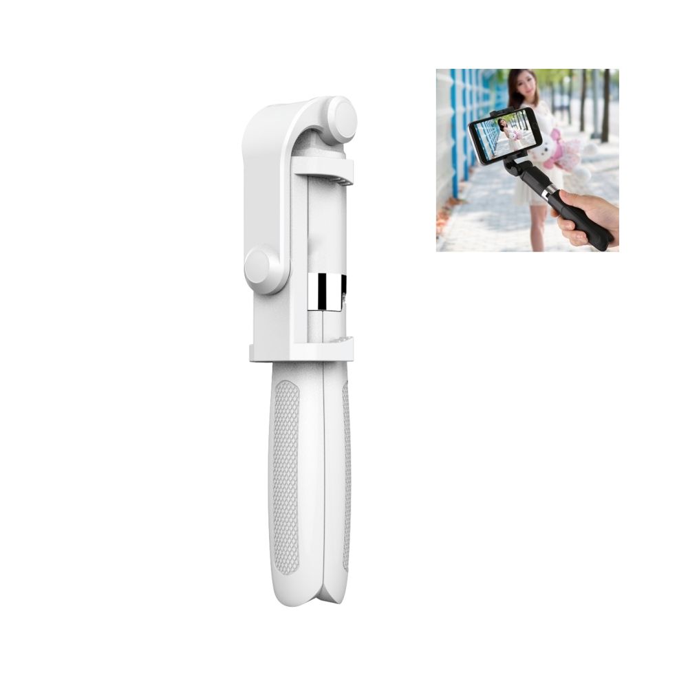 Wewoo - Monopode Selfie stick blanc pour iPhone et Android téléphones 2 en 1 pliable Bluetooth obturateur à distance trépied - Autres accessoires smartphone
