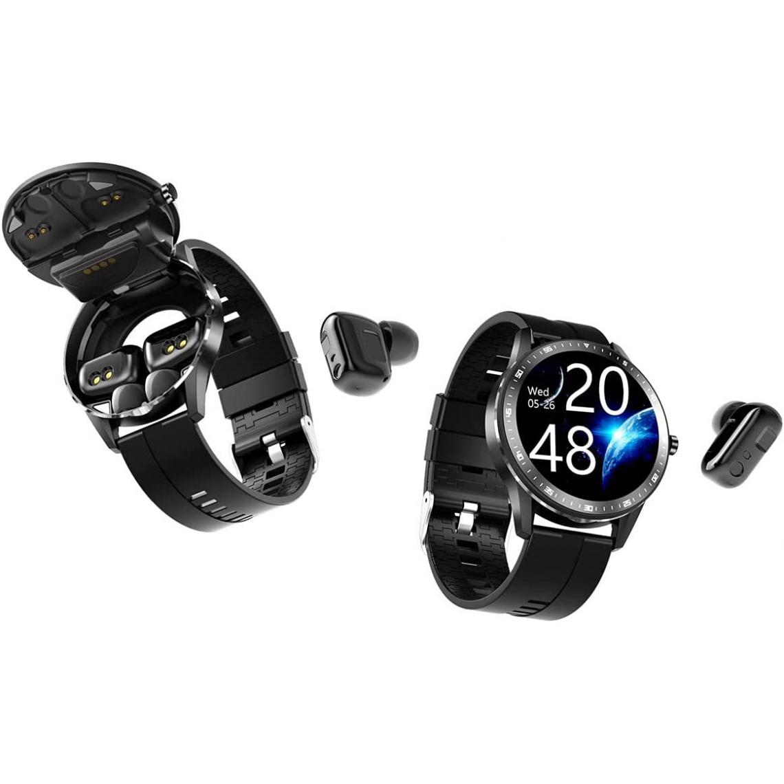 Chrono - X6 2 en 1 montre intelligente avec écouteurs 512 Mo Smartwatch TWS Bluetooth écouteur fréquence cardiaque tensiomètre montre de sport Fitness Trackerï¼noirï¼ - Montre connectée