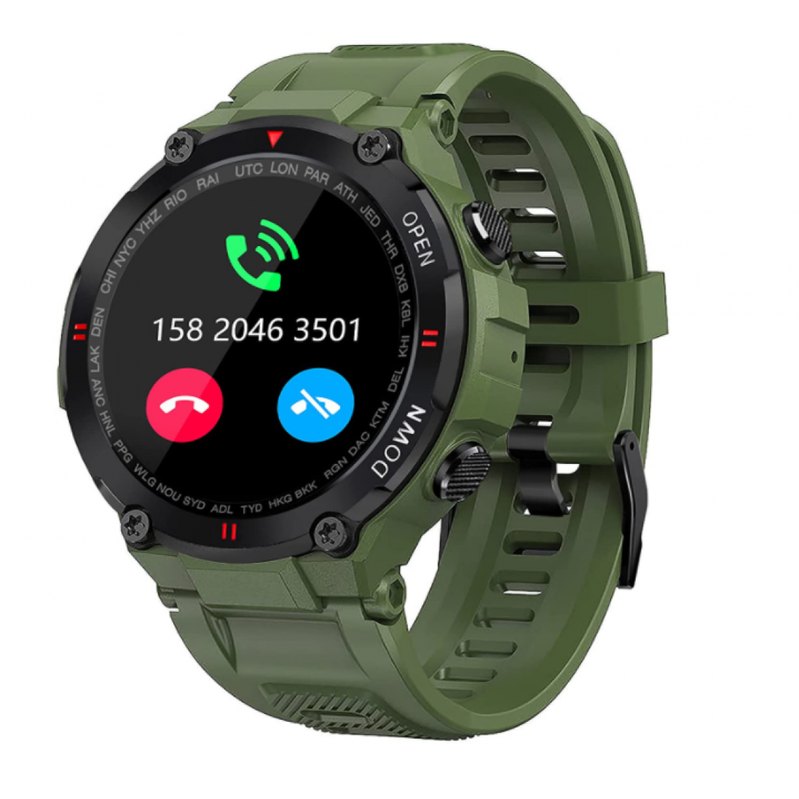 Chronotech Montres - Chronus Smart Watch for Men Outdoor Waterproof Tactical Smartwatch Bluetooth Dail Calls Speaker Fitness Tracker Watch Compatible with iPhone Samsung green - Montre connectée