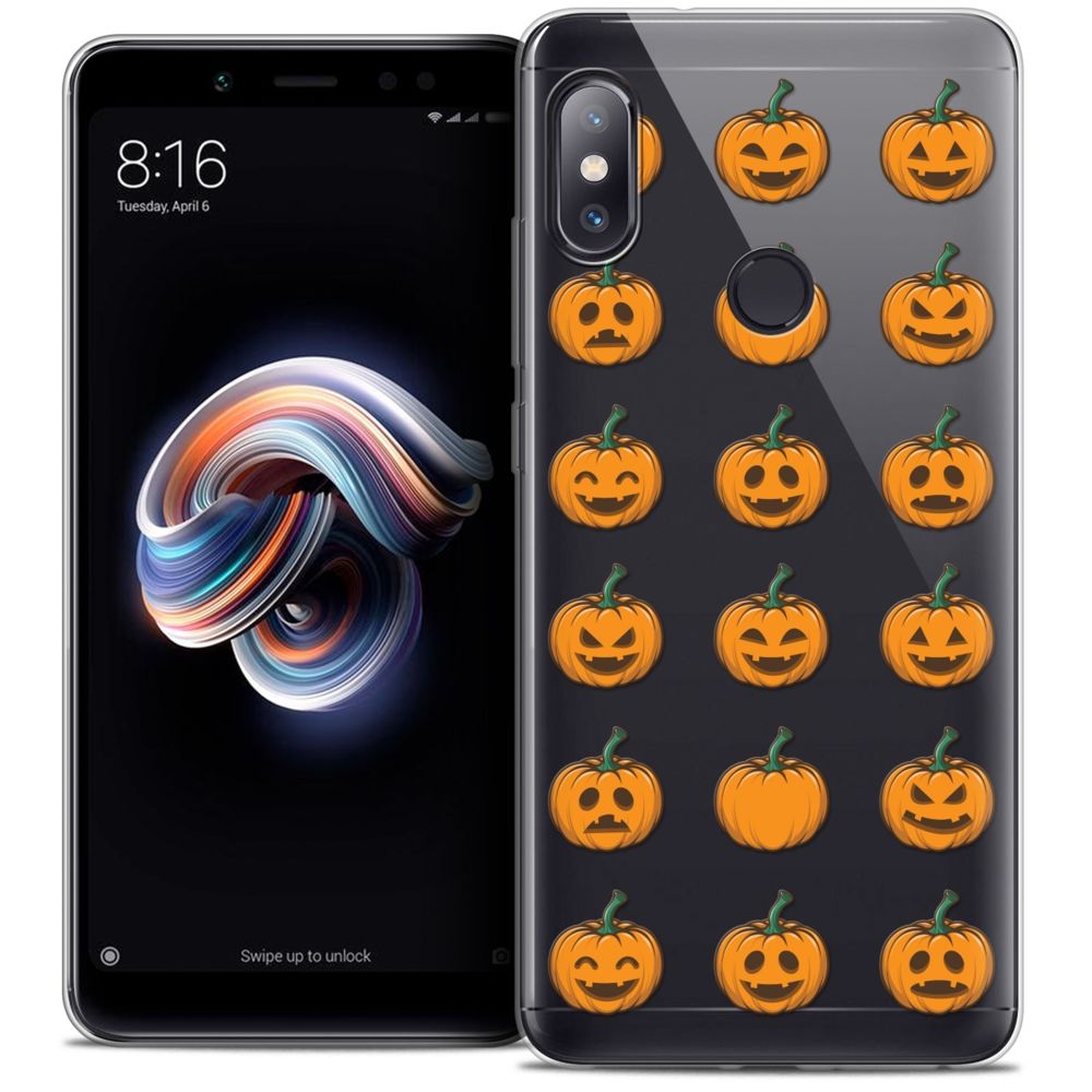 Caseink - Coque Housse Etui Xiaomi Redmi Note 5 (5.99 ) [Crystal Gel HD Collection Halloween Design Smiley Citrouille - Souple - Ultra Fin - Imprimé en France] - Coque, étui smartphone