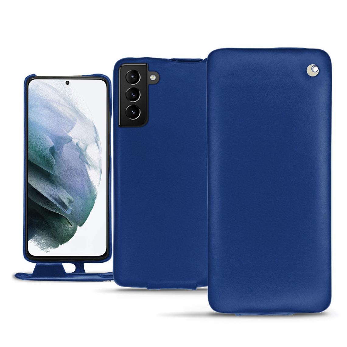 Noreve - Housse cuir Samsung Galaxy S21+ - Rabat vertical - Bleu océan ( Nappa - Pantone 293C ) - NOREVE - Coque, étui smartphone