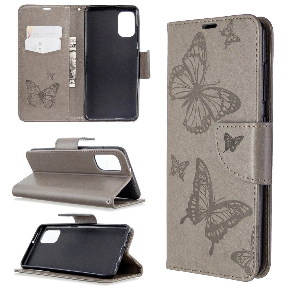 Generic - Etui en PU papillon spécial gris pour votre Samsung Galaxy A41 (Global Version) - Coque, étui smartphone