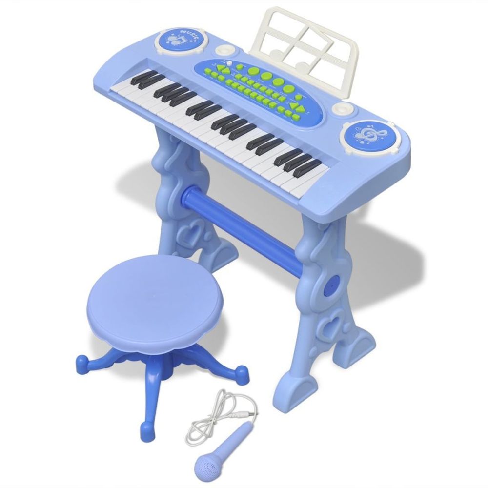 Vidaxl - Piano avec 37 touches et tabouret/microphone jouet pour enfants Bleu | Bleu - Pianos acoustiques