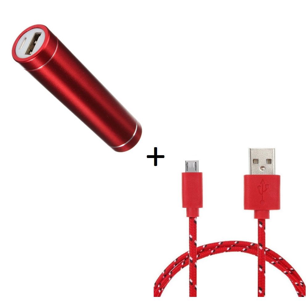 marque generique - Pack Batterie pour SONY Xperia E3 Smartphone Micro USB (Cable Tresse 3m + Batterie Chargeur Externe) Android 2600mAh (ROUGE) - Chargeur secteur téléphone