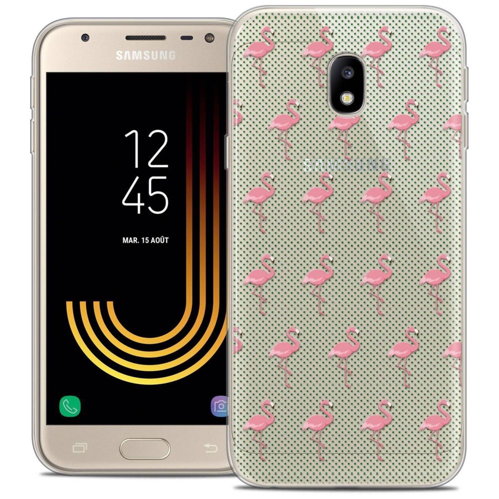 Caseink - Coque Housse Etui Samsung Galaxy J3 2017 J320 (5 ) [Crystal Gel HD Collection Pattern Design Les flamants Roses Dots - Souple - Ultra Fin - Imprimé en France] - Coque, étui smartphone