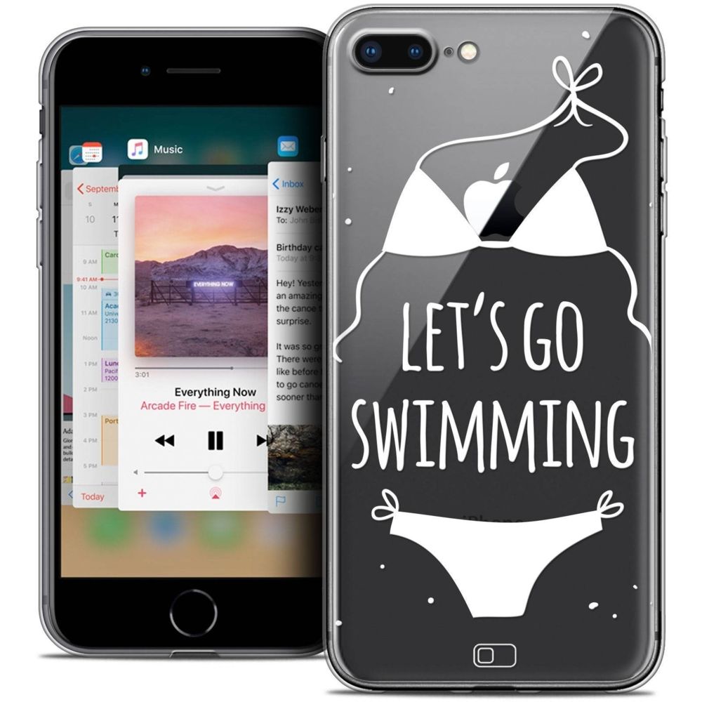Caseink - Coque Housse Etui Apple iPhone 7 Plus (5.5 ) [Crystal Gel HD Collection Summer Design Let's Go Swim - Souple - Ultra Fin - Imprimé en France] - Coque, étui smartphone