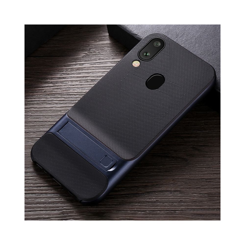Wewoo - Coque Pour Galaxy A30 Plaid Texture antidérapant TPU + PC Case avec support bleu foncé - Coque, étui smartphone
