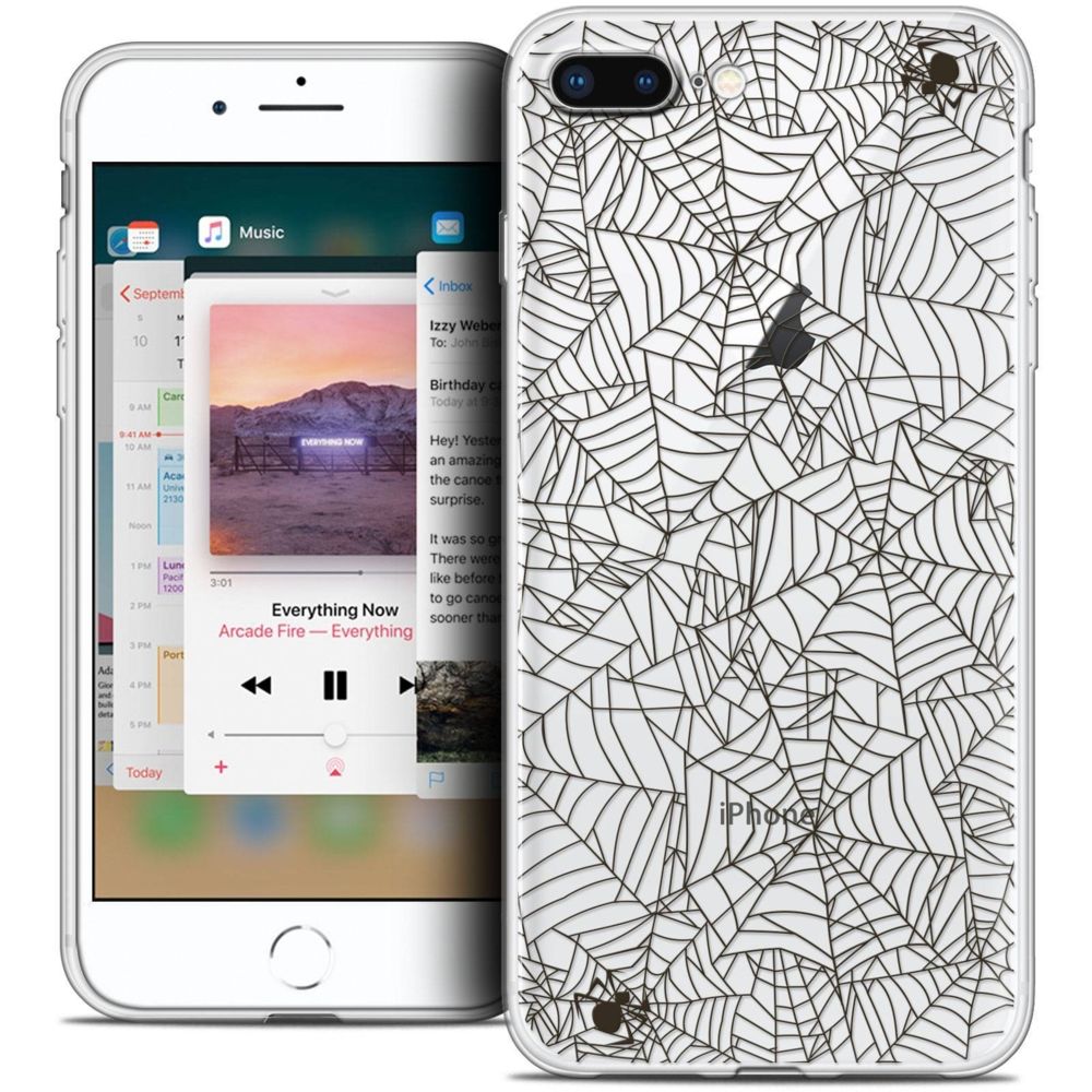 Caseink - Coque Housse Etui Apple iPhone 8 Plus (5.5 ) [Crystal Gel HD Collection Halloween Design Spooky Spider - Souple - Ultra Fin - Imprimé en France] - Coque, étui smartphone