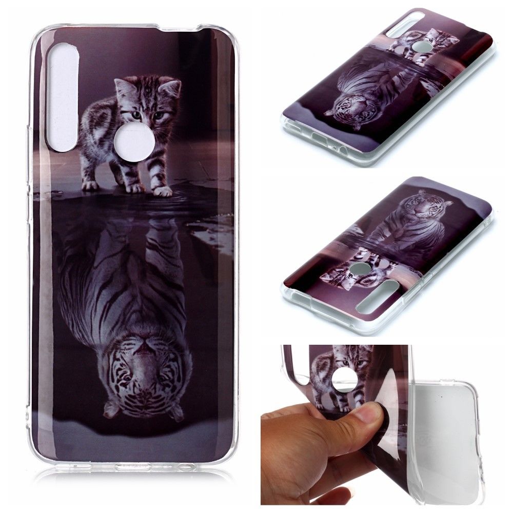 marque generique - Coque en TPU modèle animal reflet du chat et du tigre pour votre Huawei P Smart Z - Coque, étui smartphone