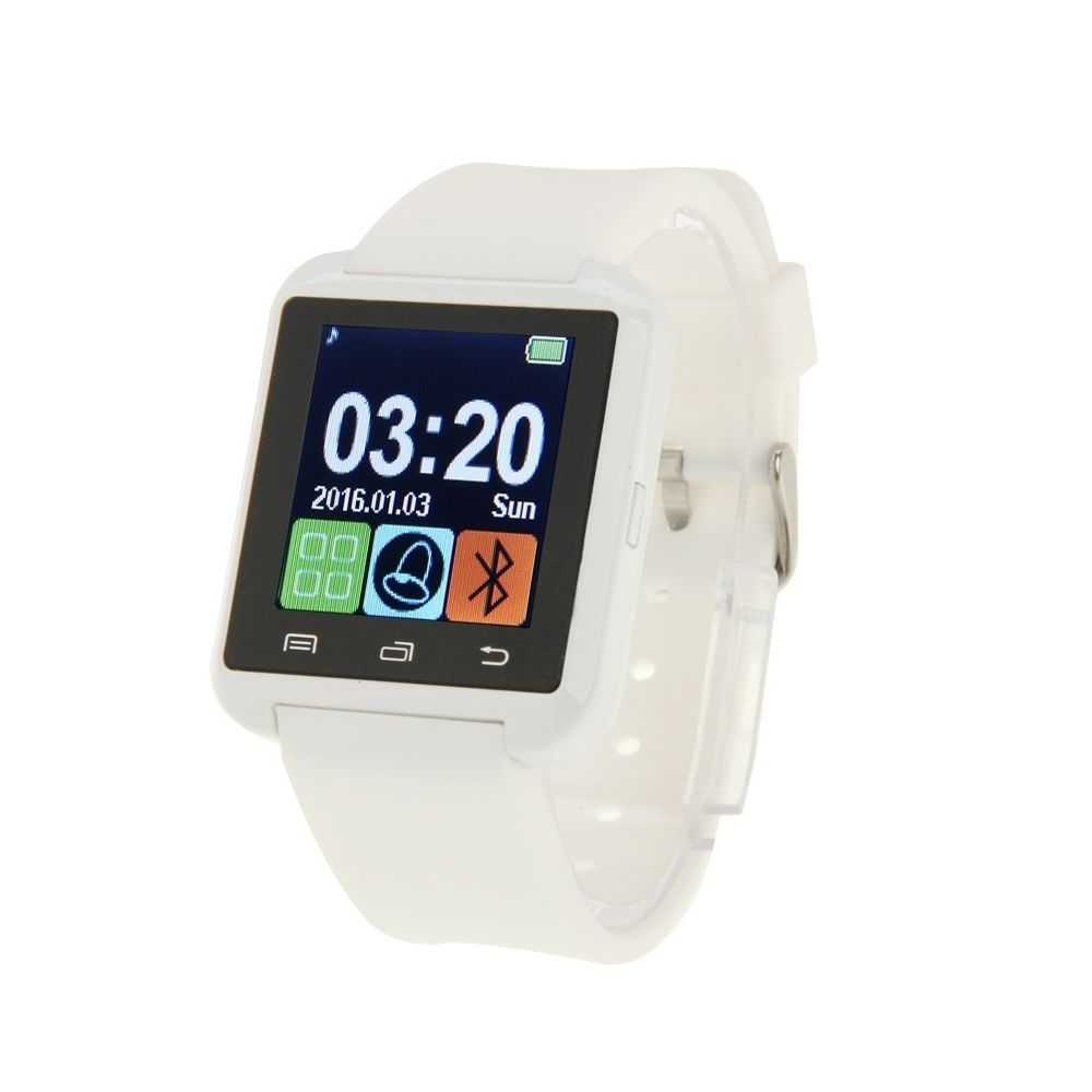 Wewoo - Montre connectée blanc pour Android Téléphone Mobile, Appeler Appel de / Musique / Podomètre / Moniteur de Sommeil / Anti-perdus Bluetooth Santé Smartwatch 1.5 pouces Écran LCD - Montre connectée