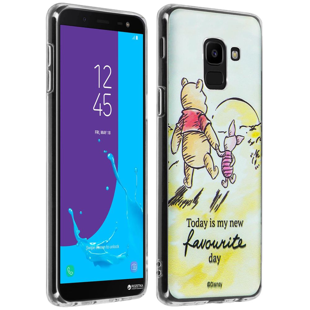 Disney Montres - Coque Galaxy J6 Design Winnie & Porcinet Silicone Ultra-fine Disney Blanc - Coque, étui smartphone