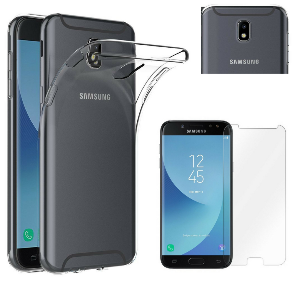 Phonillico - Coque TPU Silicone pour Samsung Galaxy J7 2017 SM-J730 + Verre Trempé Film Protection Ecran [Phonillico®] - Coque, étui smartphone