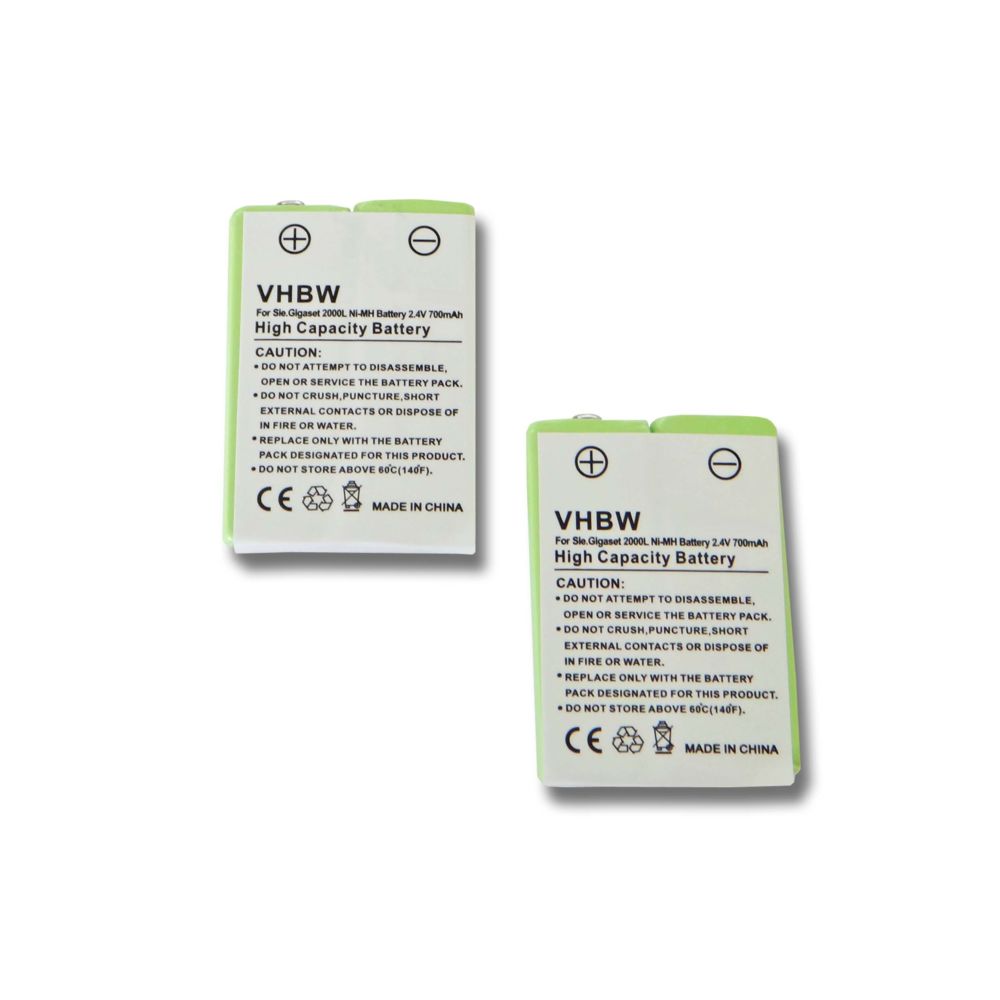 Vhbw - vhbw 2x Batteries 700mAh (2.4V) pour Téléphone fixe sans fil T-Sinus C810, CM800. Remplace: BC101590, 106483, 7M2BZ - Batterie téléphone