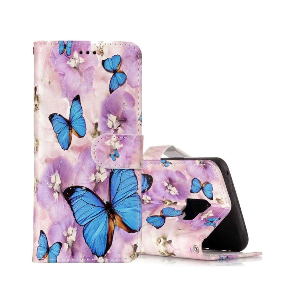 Wewoo - Housse Étui pour Samsung Galaxy S9 brillant huile fleur en relief motif papillon flip horizontale en cuir avec porte-cartes et fentes cartes porte-monnaie - Coque, étui smartphone
